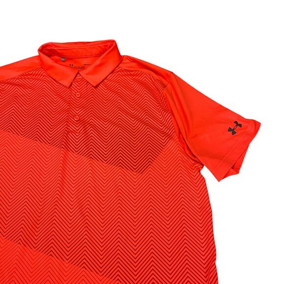 Under Armour Loose Heatgear Mens Large Red Short Sleeve Golf Polo Shirt - Picture 5 of 14
